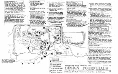 Annotated plan of Wallowa Lake Camp & Retreat Center, design potentials