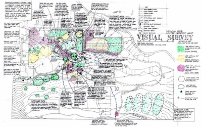 Annotated plan of Wallowa Lake Camp & Retreat Center, visual survey