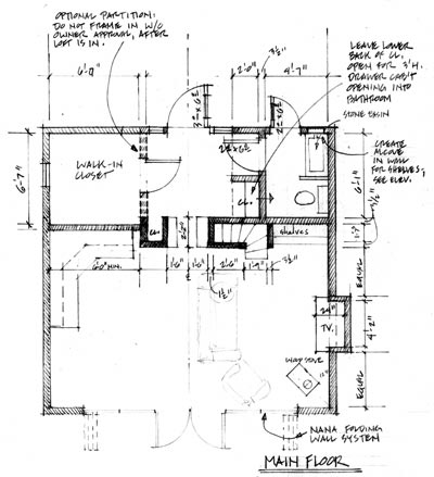 Annotated plan of garage, main floor