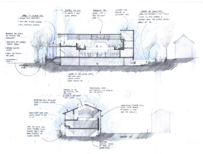 Sketch section perspective  of University Lutheran Chapel